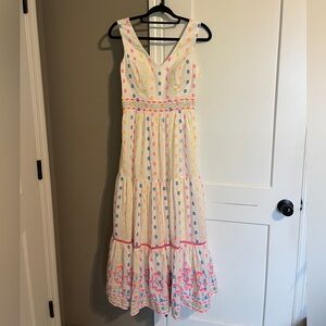 LILLY PULITZER Charleen Fit & Flare Maxi Dress Tropical Dot Clip - Size 0